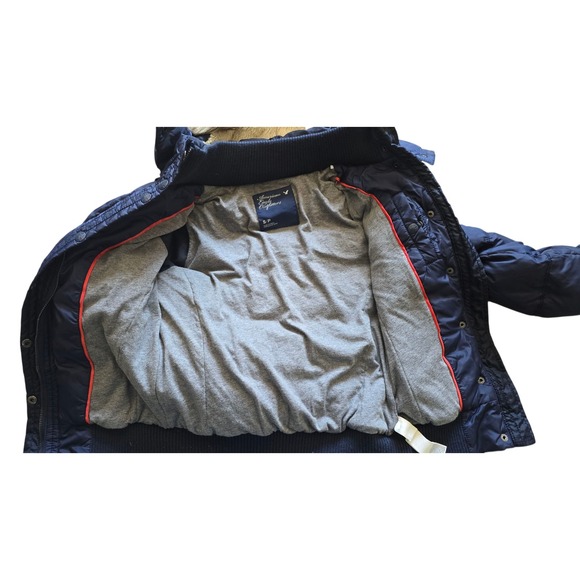 Vintage American Eagle Outfitters Puffer Jacket Coat Faux Fur Hood Blue Small S - Picture 7 of 13